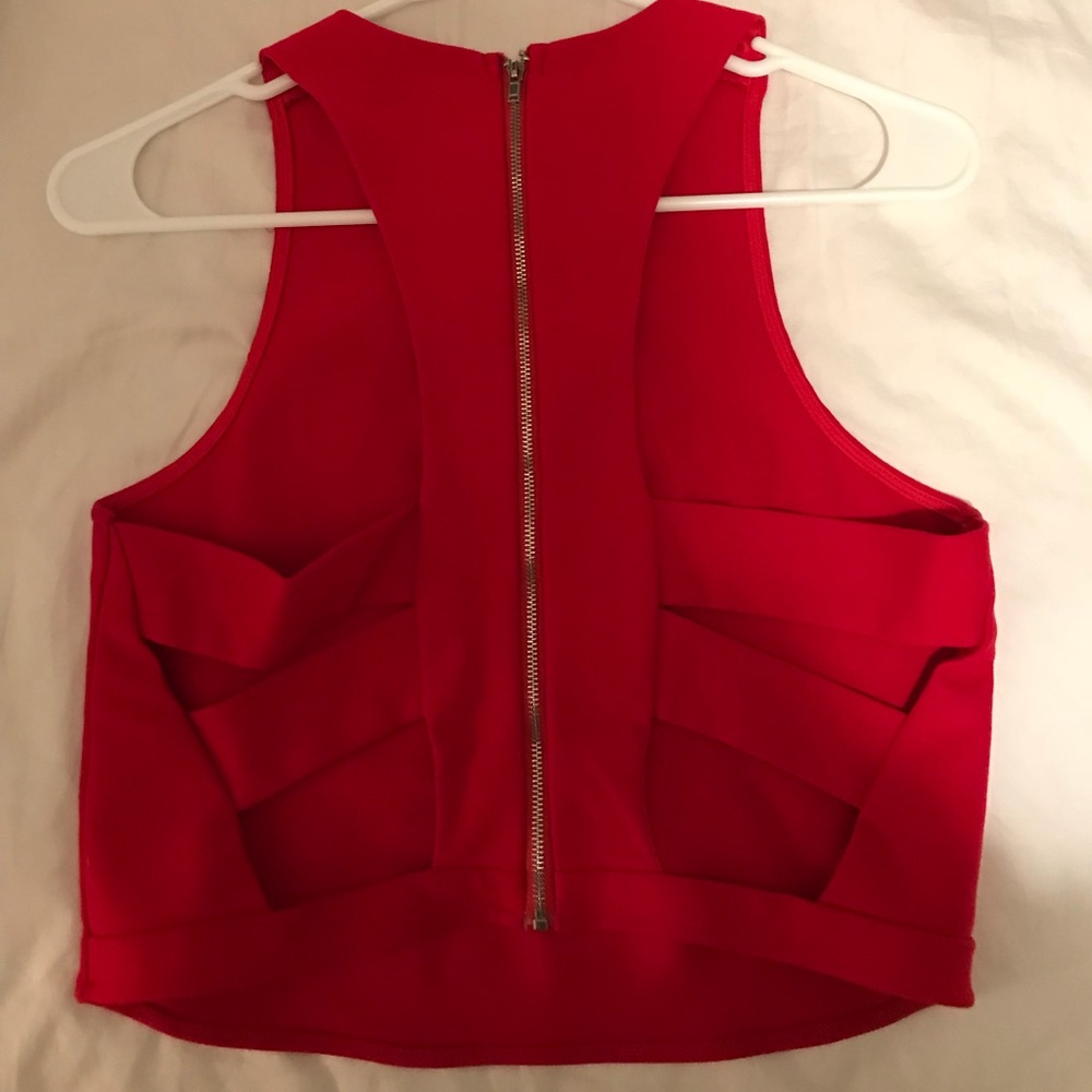 bright red crop top